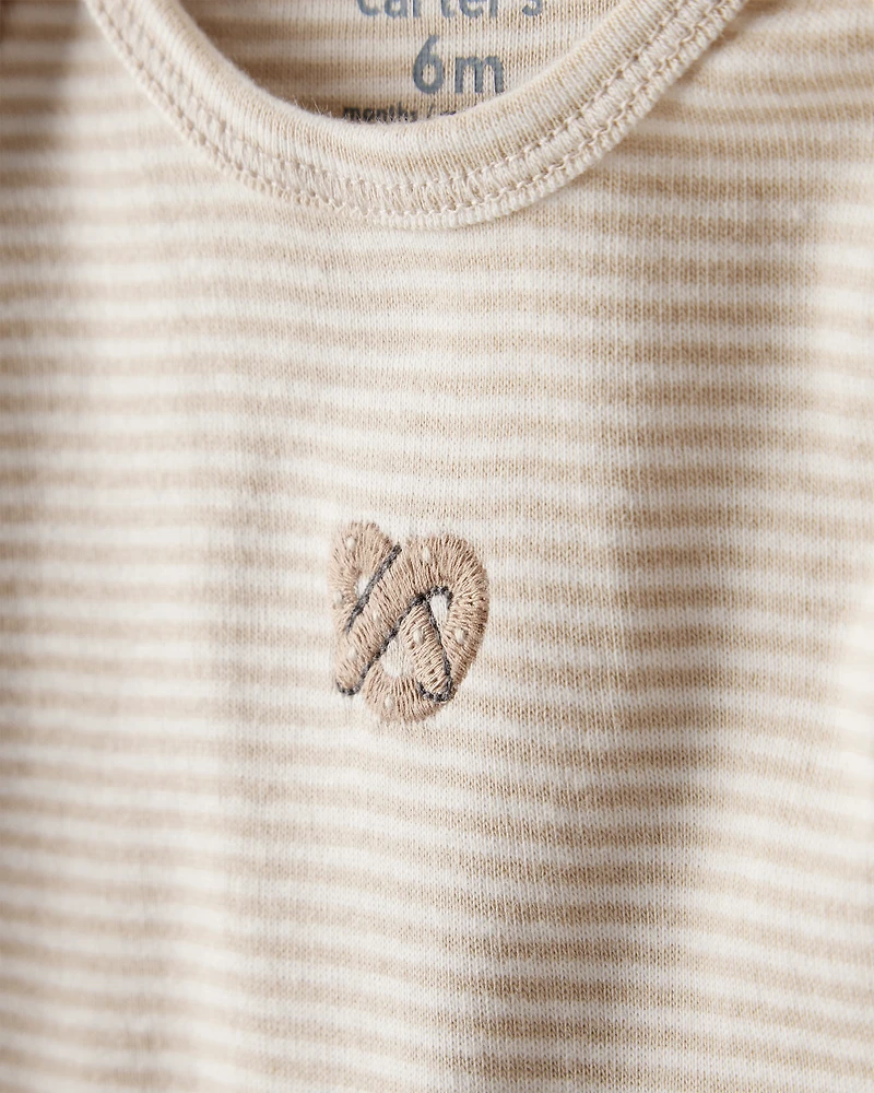 Baby 4-Pack Snack Time Long-Sleeve Multipack Bodysuits - Blue/White/Brown