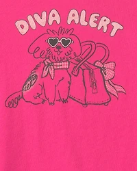 Girls 'Diva Alert' Dog Graphic Tee - Pink