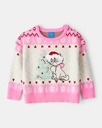 Toddler Girl Disney© The Aristocats Christmas Sweater - Pink