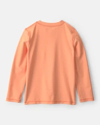 Boys 2-Piece Long-Sleeve Rashguard & Tropical Swim Trunks Set - Orange/Green