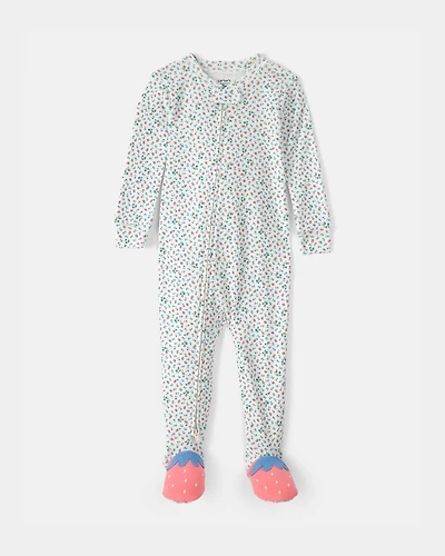 Toddler Girl Strawberry 100% Cotton Snug Fit 1-Piece Pyjama Set