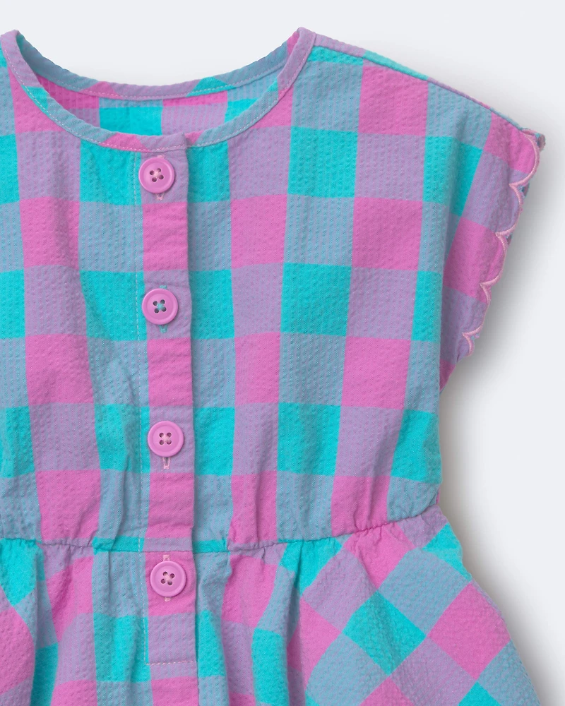 Toddler Girl Avenue Twirl™ Gingham Scalloped Dress - Purple/Blue