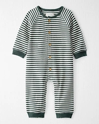 Baby Organic Cotton Waffle Knit Jumpsuit Stripes