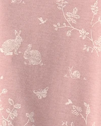 Baby Girl Organic Cotton Sleeper Pink Bunnies Print