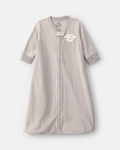 Baby Sheep Striped Fleece Loose Fit Wearable Blanket - Grey