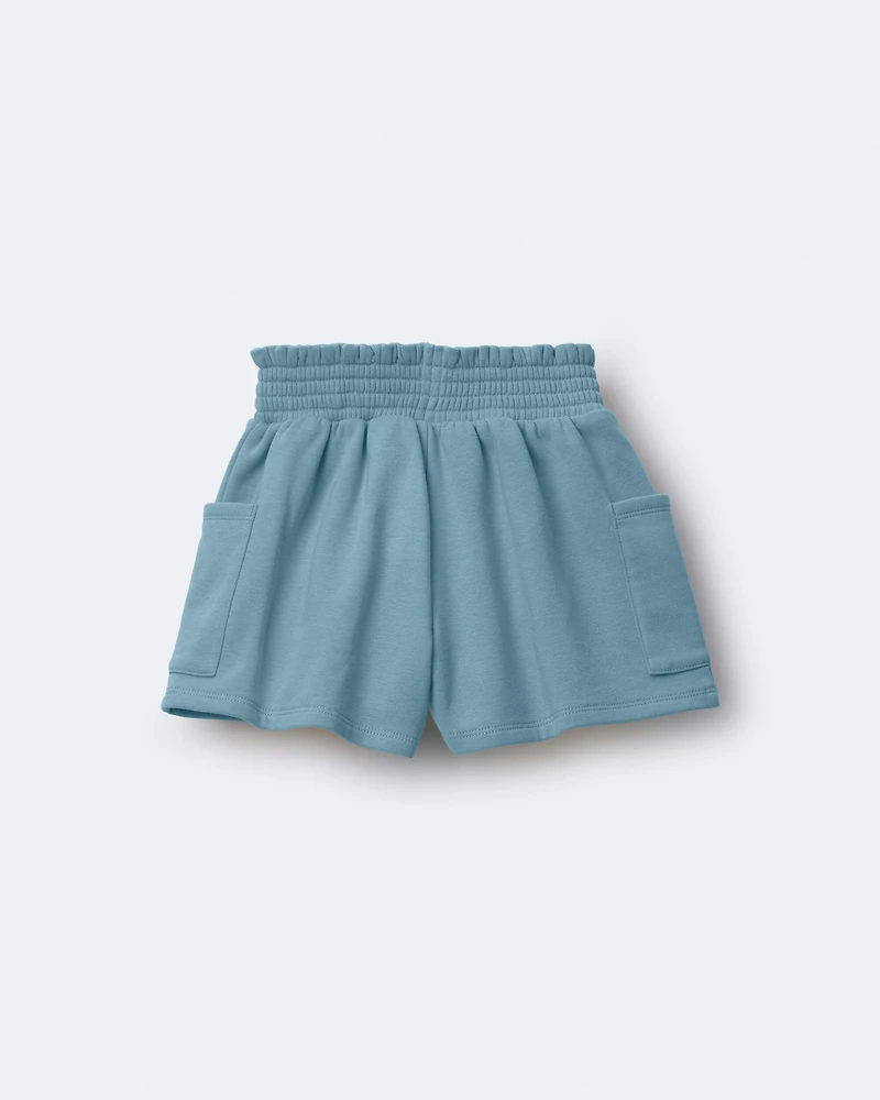 Toddler Girl Swing Shorts with Pockets - Pale Blue