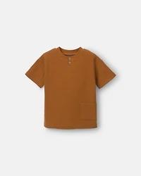 Toddler Boy Henley Tee with Pocket - Golden Yellow