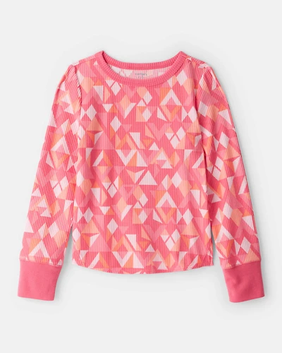 Girls Active Rib Long-Sleeve Top - Coral