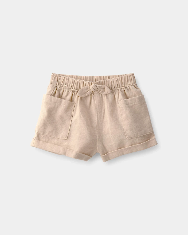 Baby Girl 2-Piece Palm Tree Tropical Sleeveless Top & Short Set - Brown/White