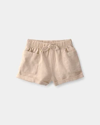 Baby Girl 2-Piece Palm Tree Tropical Sleeveless Top & Short Set - Brown/White