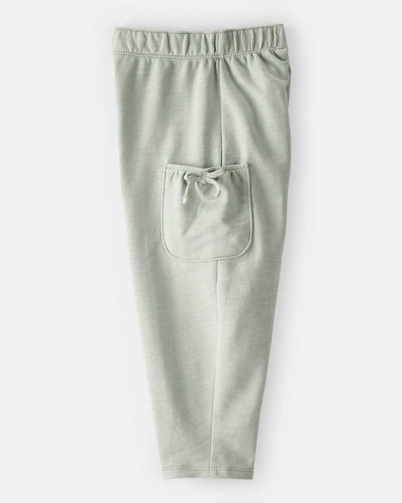 Toddler Girl Bow Pocket French Terry Pants - Green