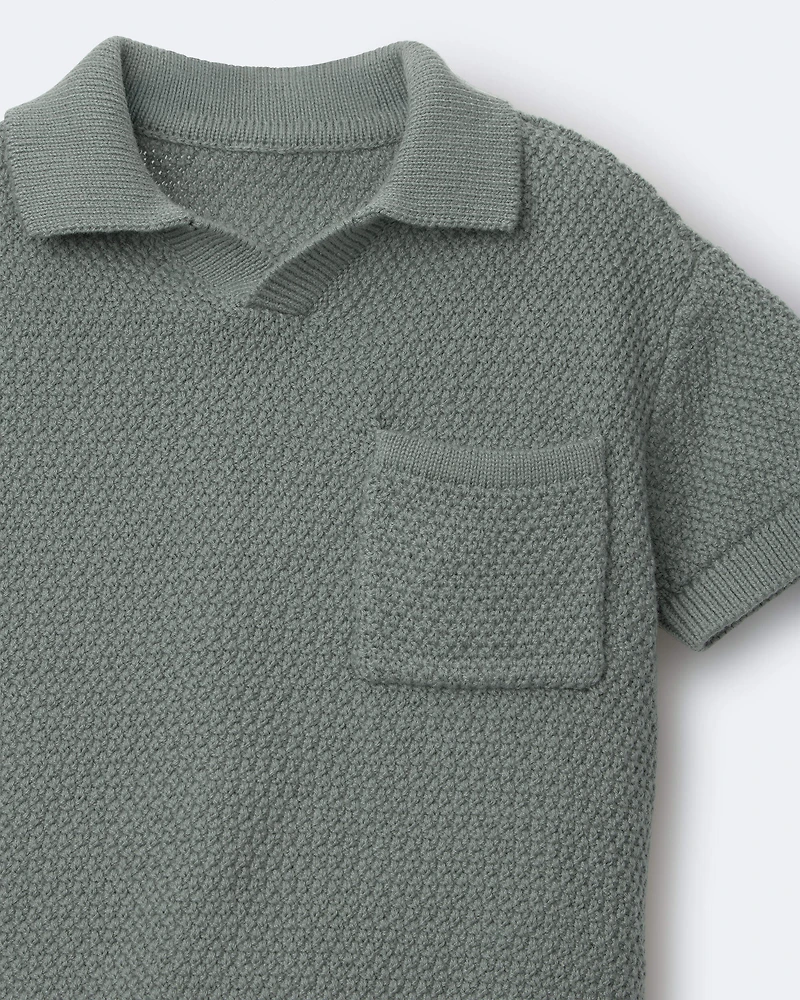 Toddler Boy Johnny Collared Polo - Olive