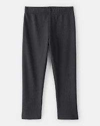 Toddler Girl Pull-On Stretch Rib Leggings - Black