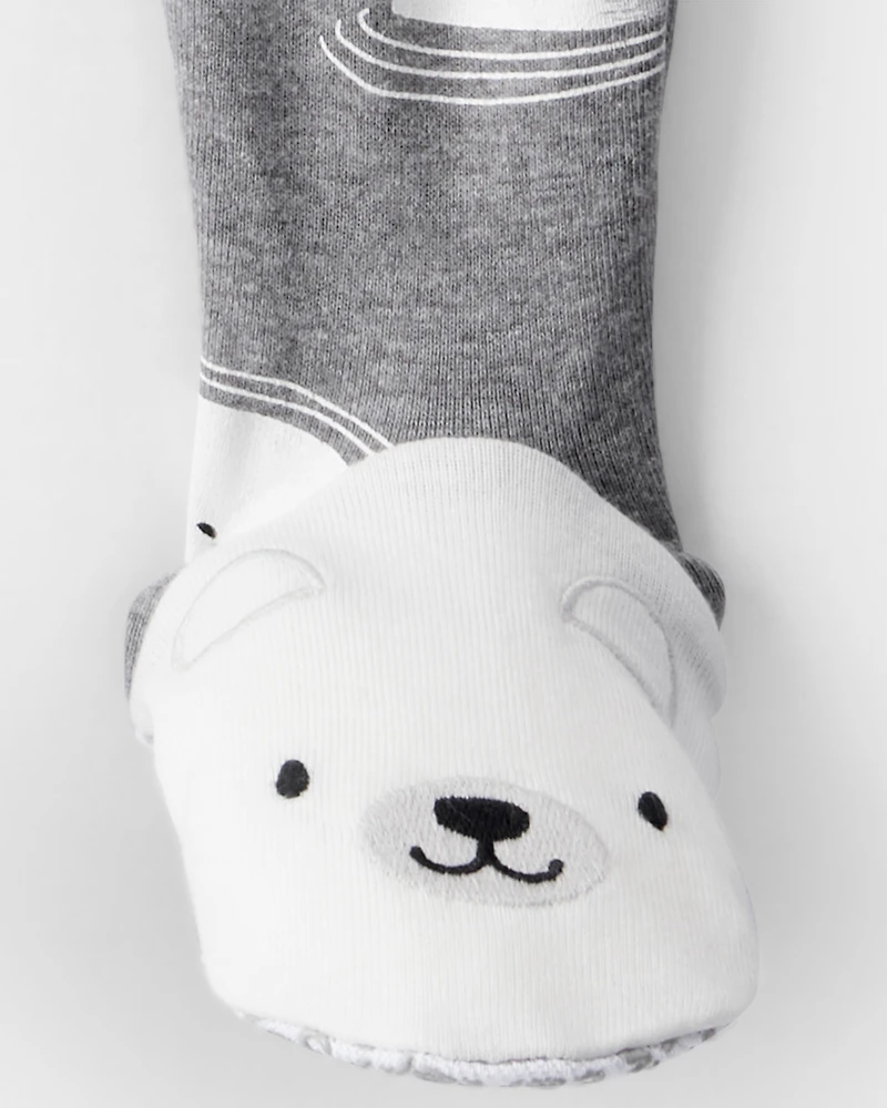 Toddler Boy Polar Bear Cotton Snug Fit Footie 1-Piece Pyjamas - Grey