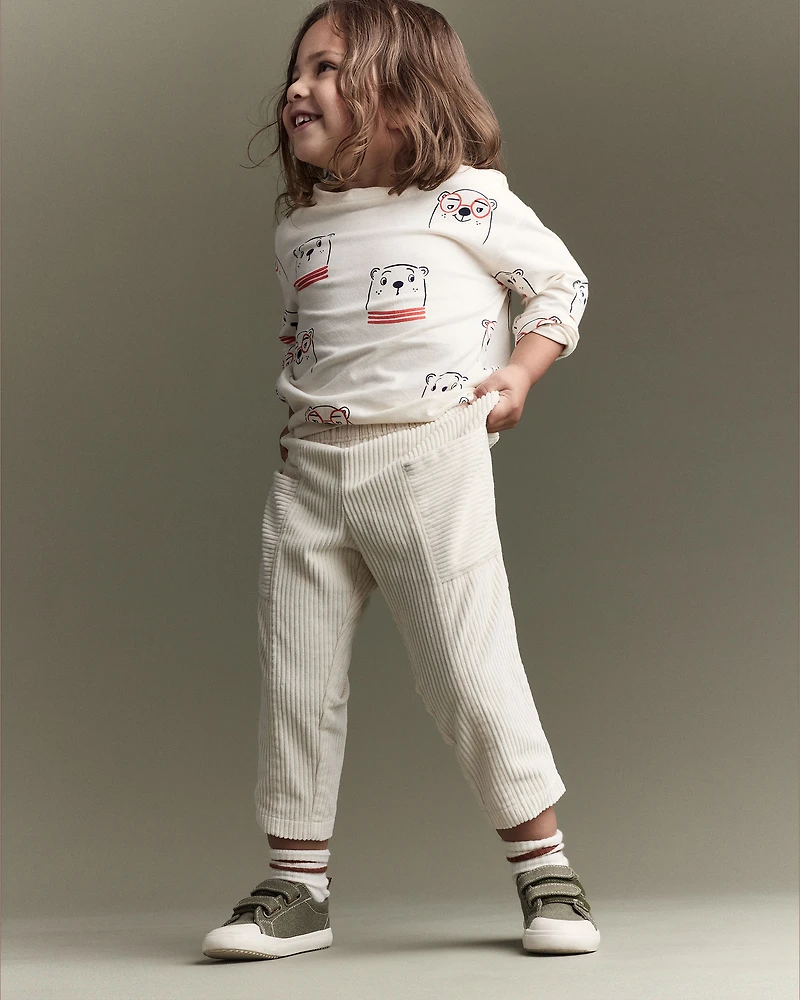 Toddler Boy Corduroy Pocket Pant - Cream