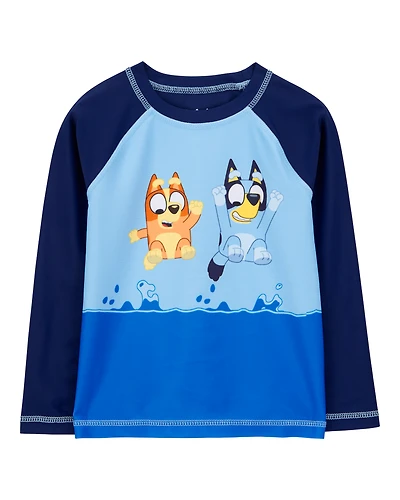 Toddler Boy Bluey™ Long-Sleeve Rashguard Swim Top - Blue