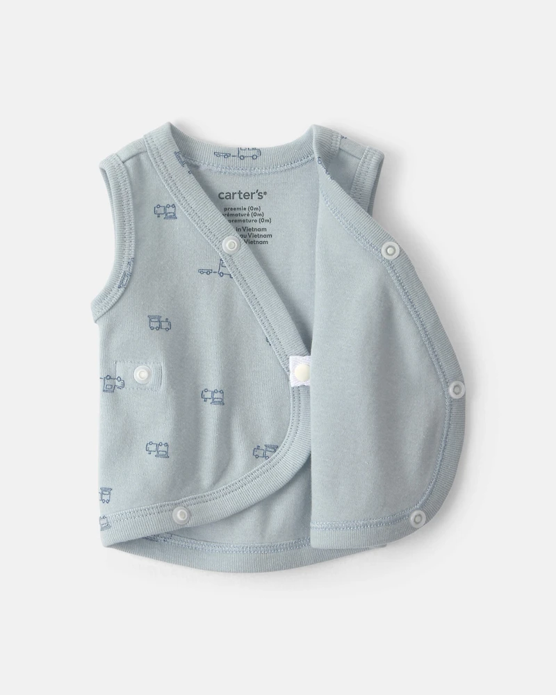 Baby Boy Train Side-Snap Tank - Blue