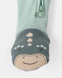 Baby Dinosaur 100% Cotton Snug Fit 1-Piece Pajama Set - Green