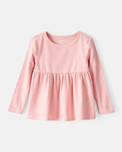 Toddler Girl Long-Sleeve Peplum Top - Pink