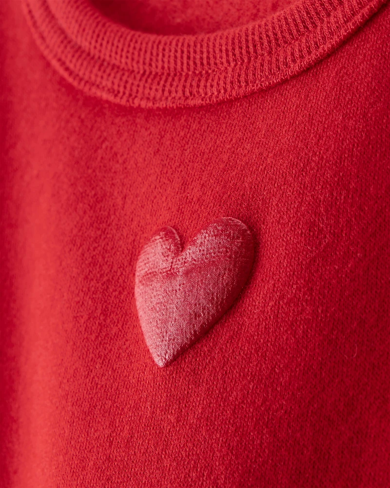 Baby Girl Heart Fleece Sweatshirt - Red