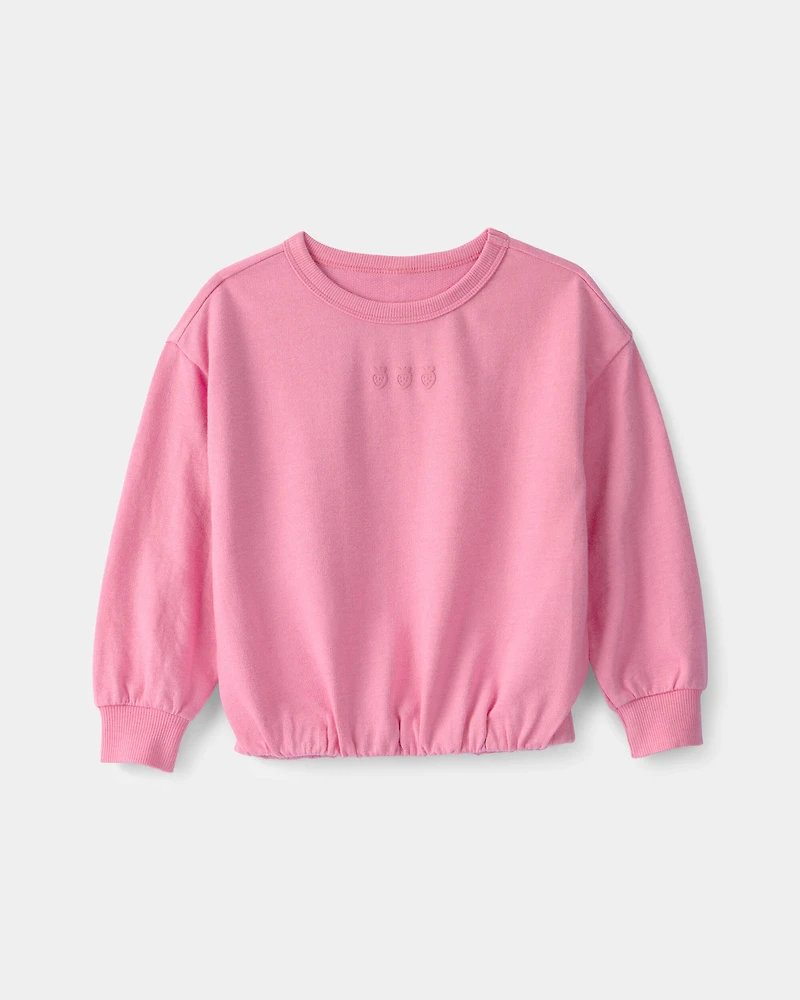 Toddler Girl Strawberry French Terry Pullover Sweatshirt - Pink
