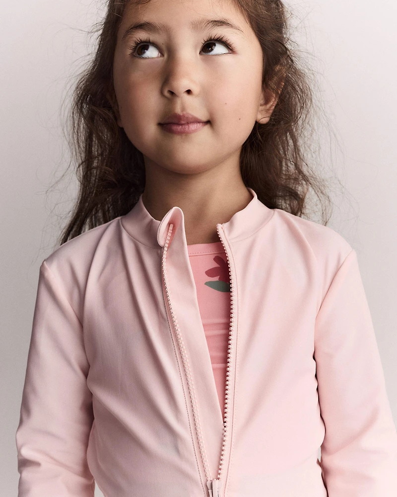 Toddler Full-Zip Long-Sleeve Rashguard - Blush