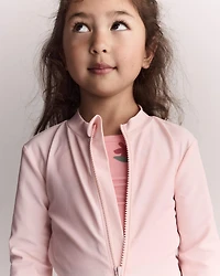 Toddler Full-Zip Long-Sleeve Rashguard - Blush