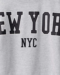 Boys NYC French Terry Pullover Sweatshirt - Grey