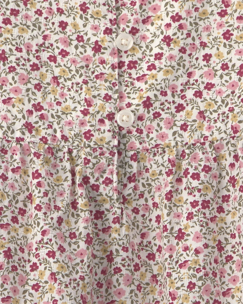 Toddler Girl Organic Cotton Dobby Dress Floral