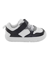 Baby Every Step® First Walker  Faux Leather Fashion Sneakers - White/Black