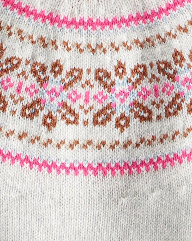 Baby Girl 2-Piece Fair Isle Sweater & Pant Set - Pink