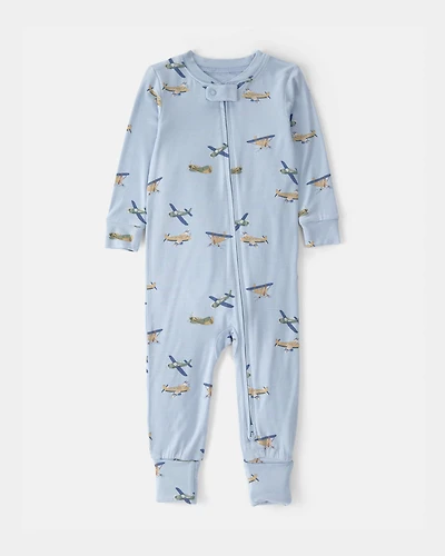 Baby Boy Plane PurelySoft 2-Way Zip 1-Piece Pyjama - Blue