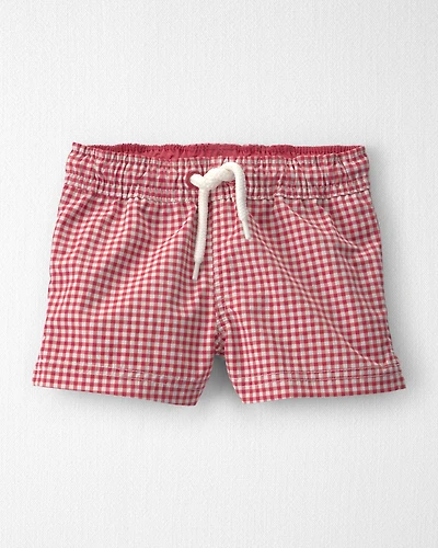 Baby Boy Recycled Swim Trunks Red Gingham