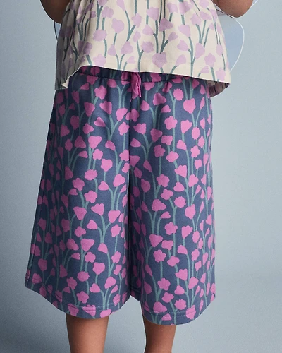 Toddler Girl Wide-Leg Pants Wildflowers - Slate Blue/Purple