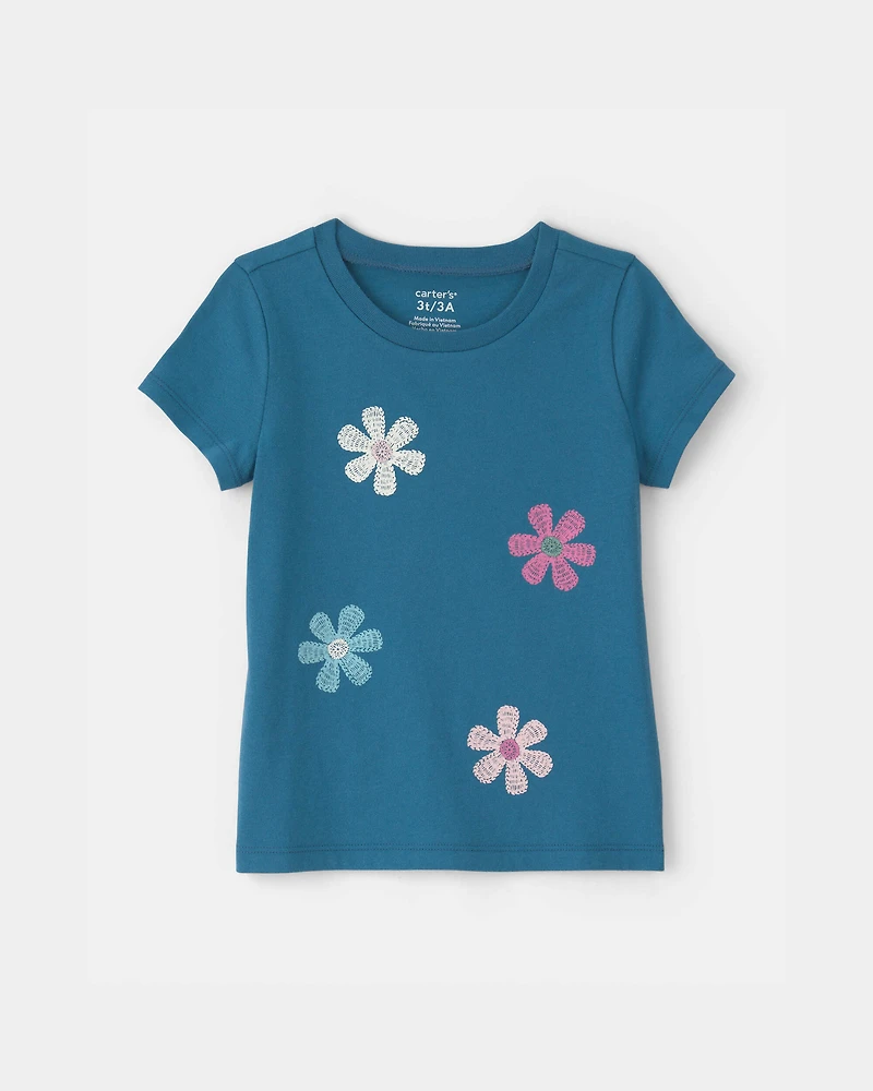 Toddler Girl Floral Graphic Tee - Teal