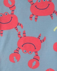 Toddler Boy Sunshine Beach 100% Cotton 4-Piece Pyjama Set - Navy/Blue/Red