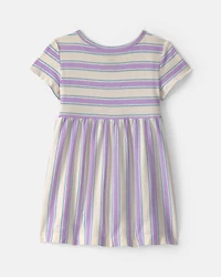Baby Girl Striped Short-Sleeve Dress - Blue