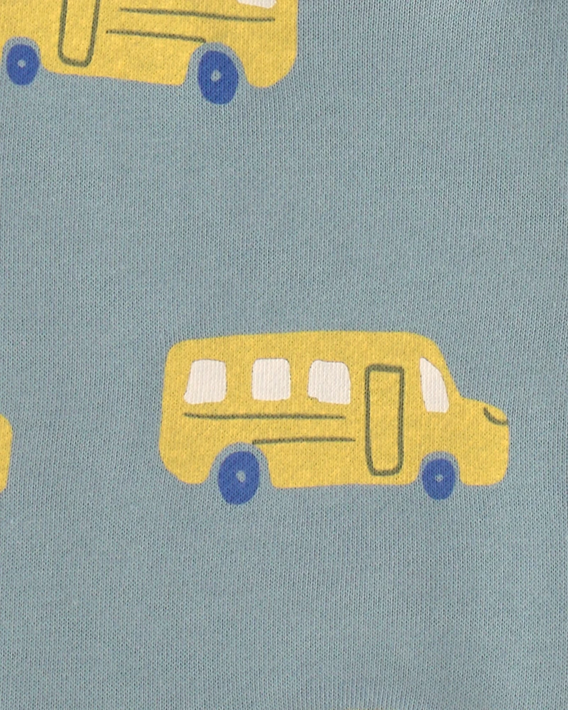 Toddler Boy 2-Piece School Bus French Terry Hoodie & Pant Set - Grey/Yellow