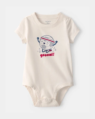 Baby Soccer Ball Graphic Bodysuit - Ivory