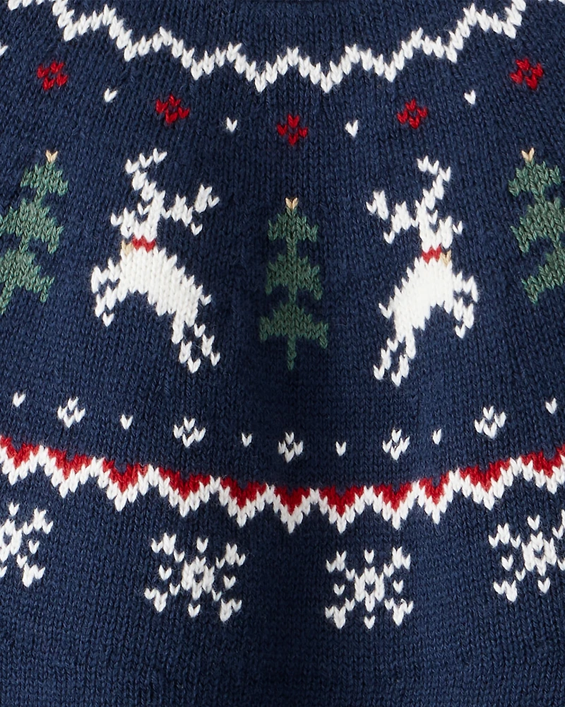 Toddler Organic Cotton Fair Isle Sweater Knit Pullover