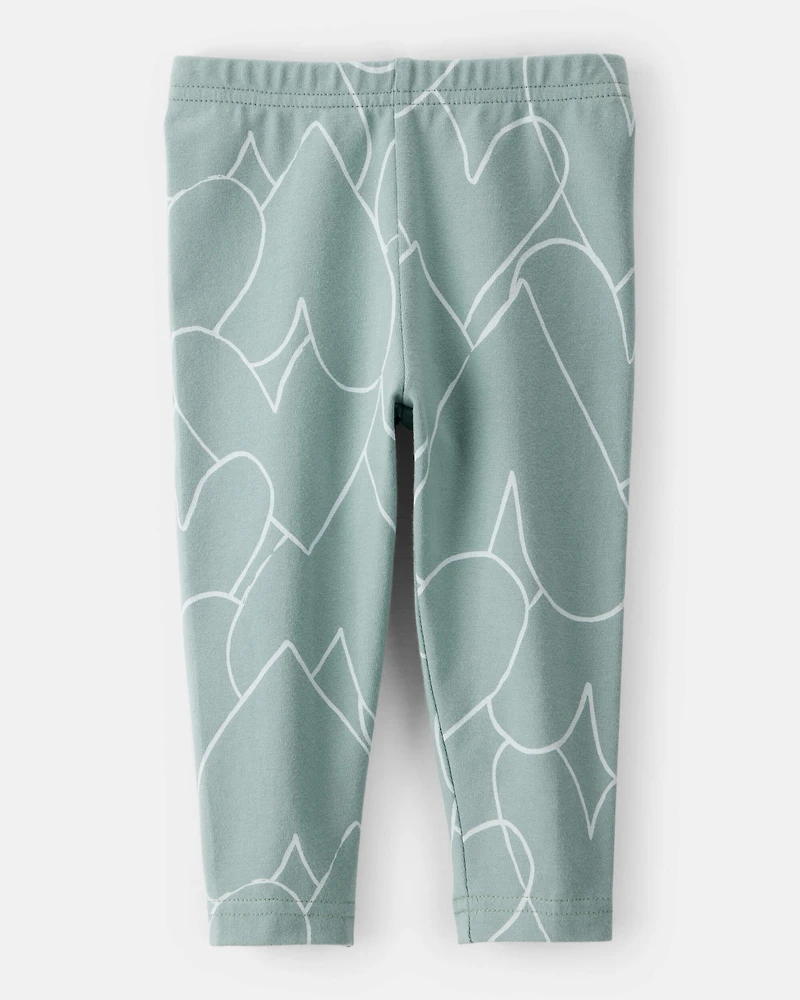 Baby Girl Cotton Heart Stretch Leggings - Green