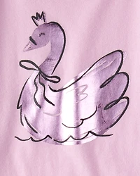Toddler Girl Metallic Swan Long-Sleeve Graphic Tee - Pink
