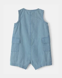 Baby Beach Cruiser Chambray Sleeveless Romper - Blue