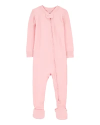 Baby Girl Solid PurelySoft Footie 1-Piece Pyjamas - Pink