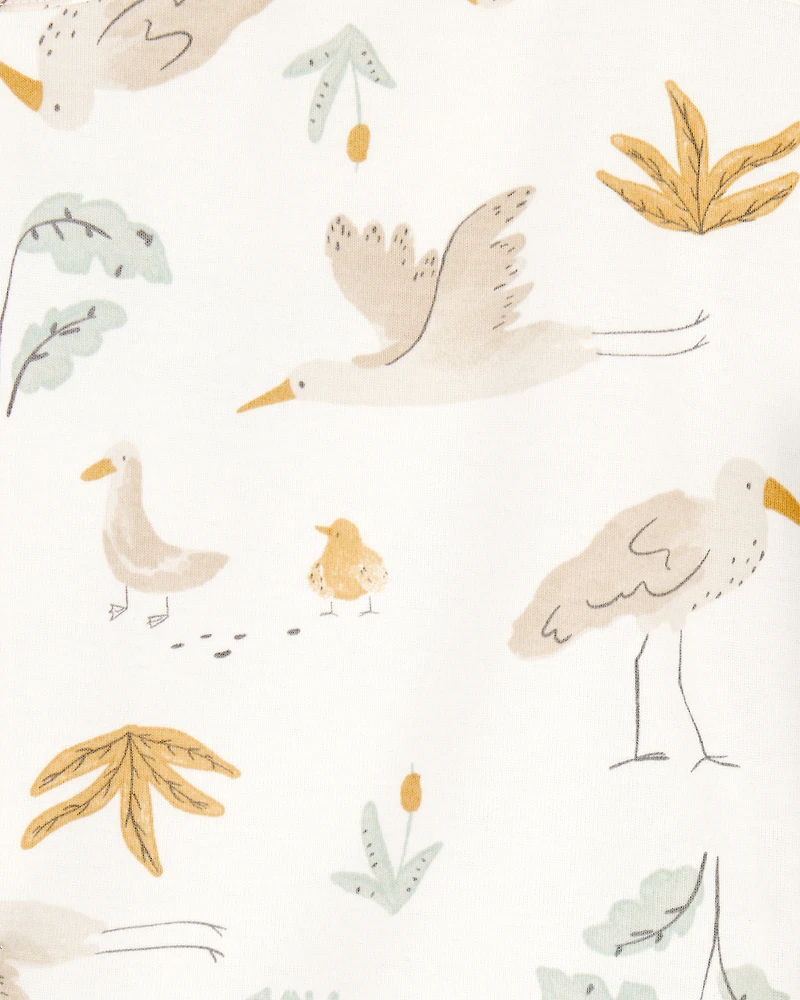 Baby 5-Pack Striped Birds Short-Sleeve Cotton Bodysuits