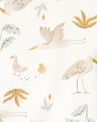 Baby 5-Pack Striped Birds Short-Sleeve Cotton Bodysuits