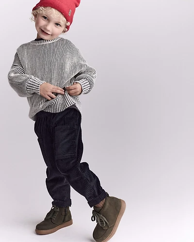 Toddler Boy Corduroy Pocket Pant - Black