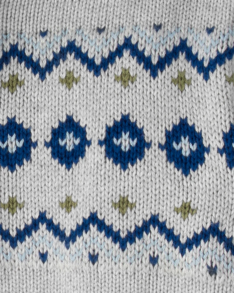 Toddler Boy Organic Cotton Fair Isle Sweater Knit Jacket