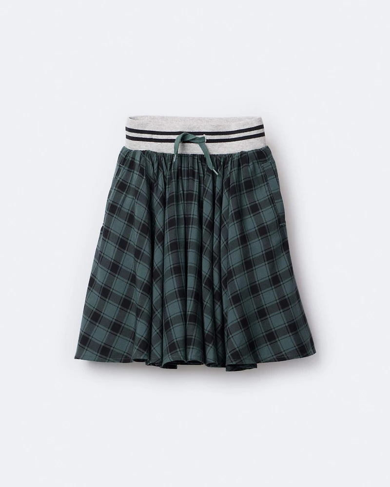 Toddler Girl Avenue Twirl™ Midi Skirt Plaid - Green/Black