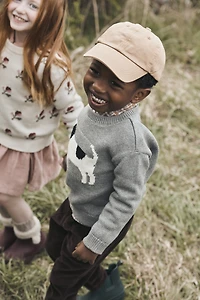 Kids Organic Cotton Dog Sweater Knit Pullover